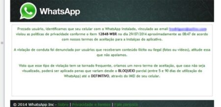 Golpe enviado por e-mail ameaça bloquear usuários do WhatsApp