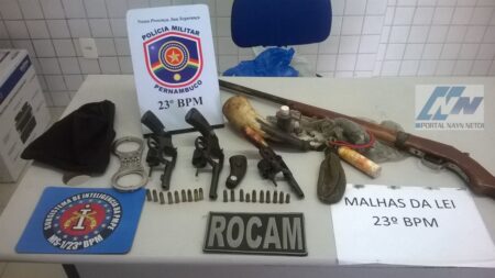 Policiais Militares do 23° BPM apreendem armas em Tabira