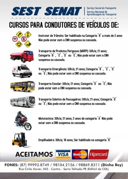SEST SENAT Abre novas turmas de transporte em Serra Talhada e região