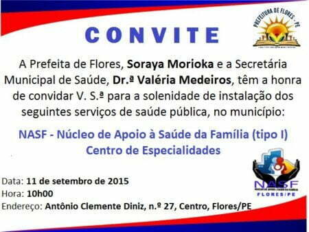 NASF e Centro de Especialidades será inaugurado em Flores