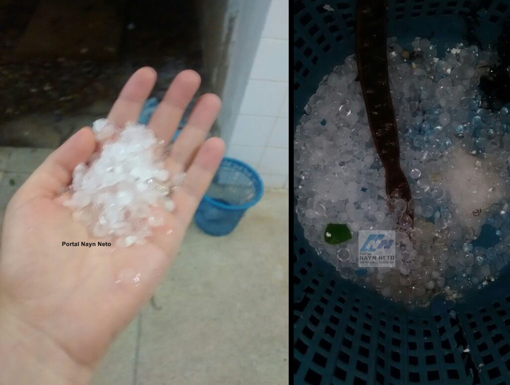 Chuva de granizo causa transtornos em Flores