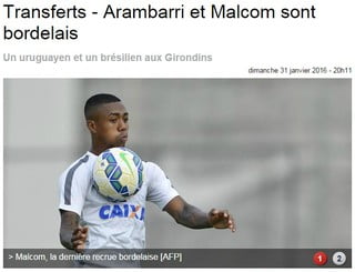 Bordeaux confirma contratação de Malcom e apresentação nesta segunda