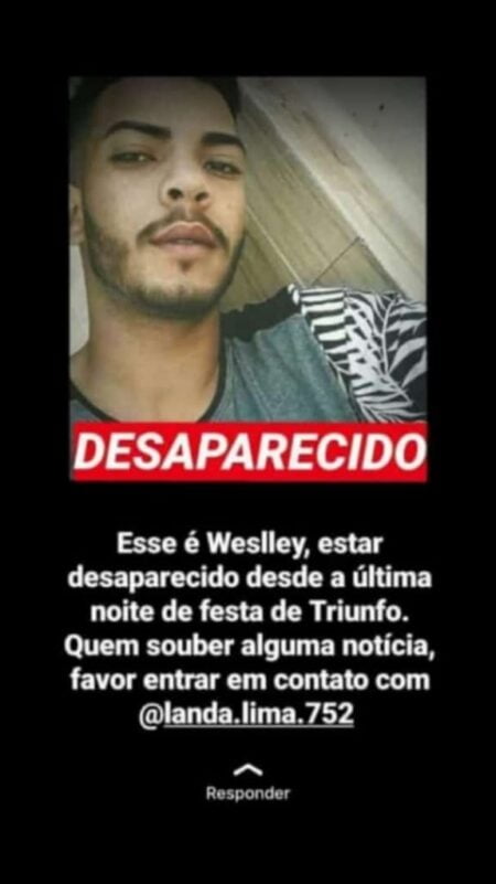 Jovem Serra-talhadense está desaparecido desde o último dia de folia em Triunfo