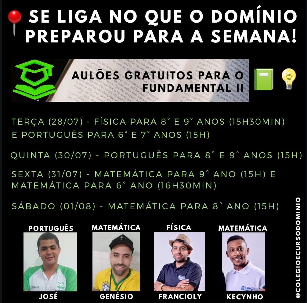 Domínio inicia nesta terça (28), semana de Aulões Gratuitos!