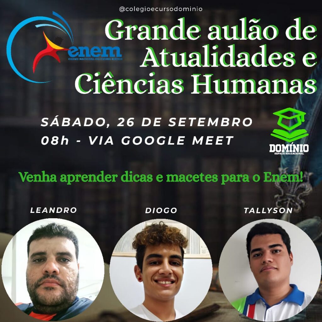 Domínio realiza aulão gratuito de Atualidades e Ciências Humanas para o Enem