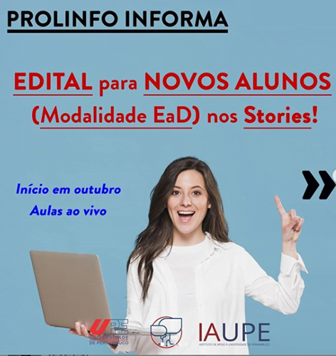 PROLINFO/UPE está com matrículas abertas para cursos EAD