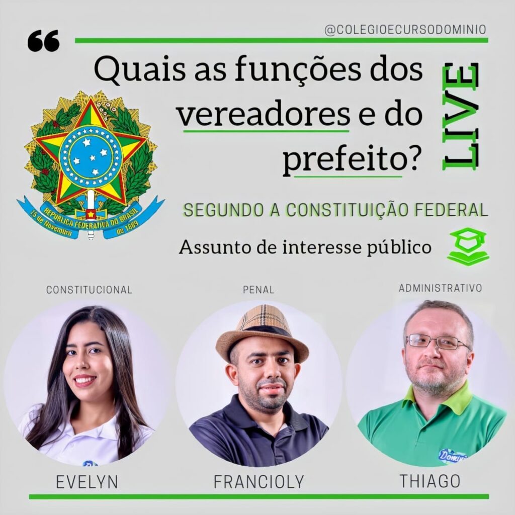 Domínio realizará série de lives para explicar funções do legislativo e executivo
