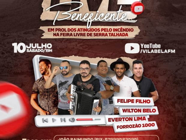 Live beneficente vai ajudar feirantes vítimas de incêndio em Serra Talhada