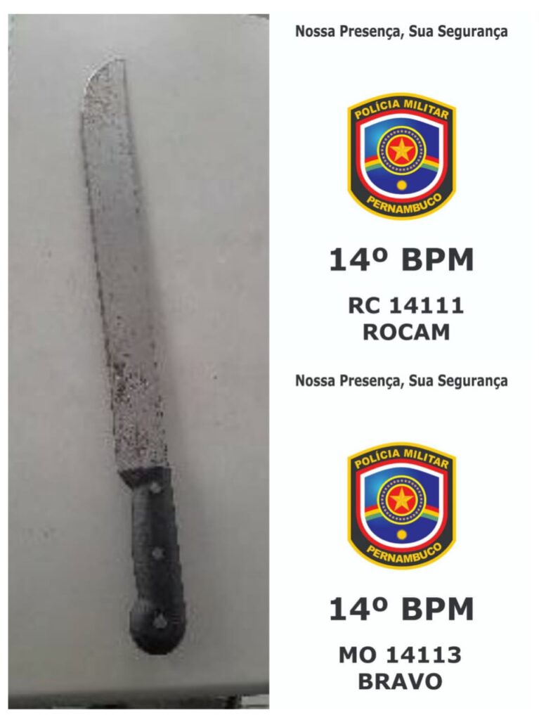 Arma branca apreendida pela PM em Serra Talhada