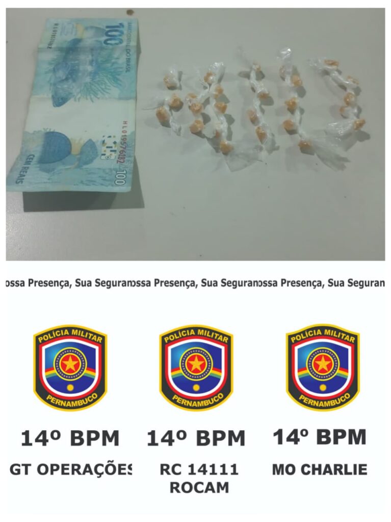 Pedras de crack apreendidas pela PM em ST