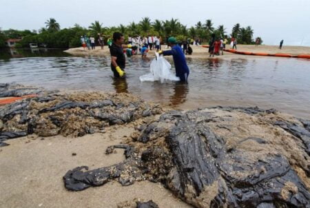 Retirada de óleo de praias em Pernambuco
